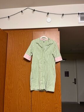 Old Navy Green and Pink Striped Dress